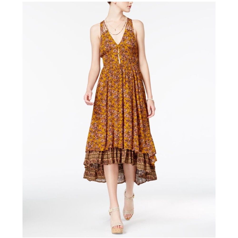 American rag Women's layered cross back cowboy/summer brown dress small